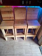 6 Houten Barkrukken - Robuust en Stijlvol, Met voetsteun, 60 tot 90 cm, Ophalen of Verzenden, Hout