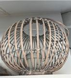 Rieten rotan kandelaar met kaars, Ophalen, 25 tot 50 cm, Beige, Rond