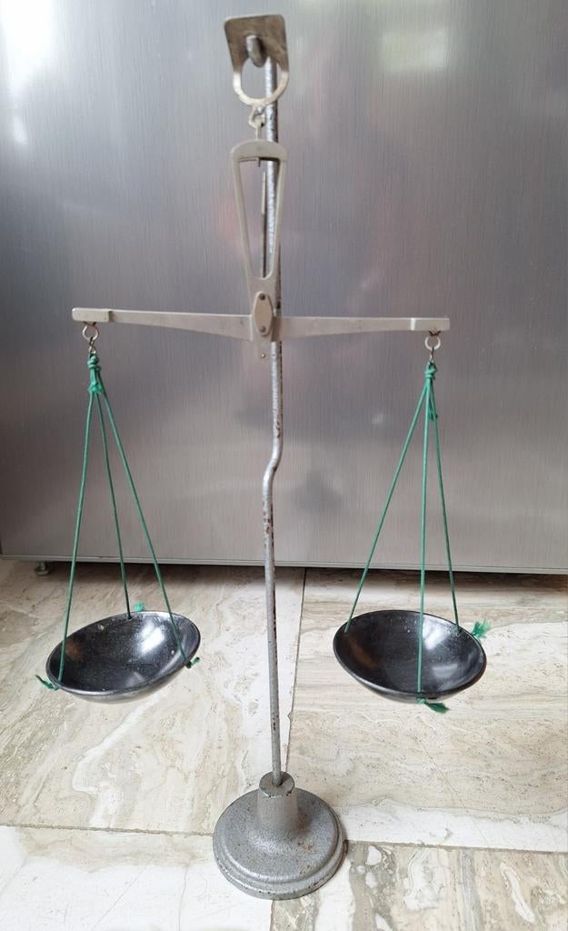 Vintage Balansweegschaal met Gewichten, Ophalen of Verzenden