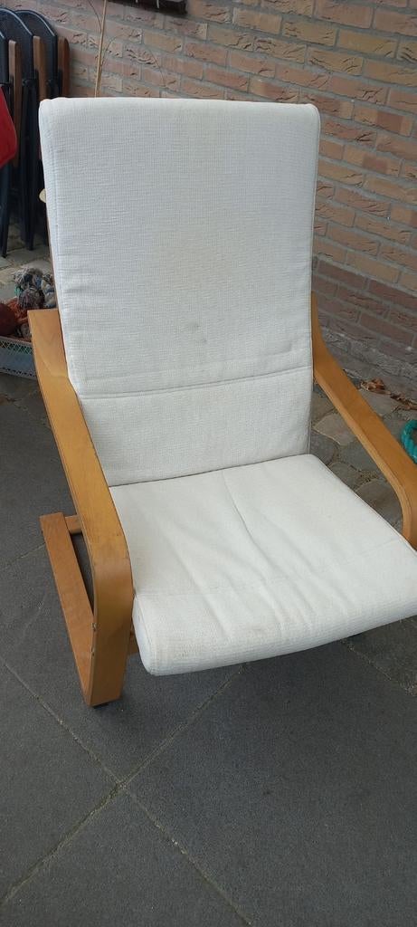 Ikea Poäng stoel, Huis en Inrichting, Stoelen, Ophalen, Gebruikt, Wit, Eén