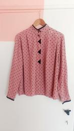 Oud roze vintage blouse met zwarte stippen polka dots, Kleding | Dames, Verzenden, Maat 42/44 (L), Erfie sportive, Zo goed als nieuw