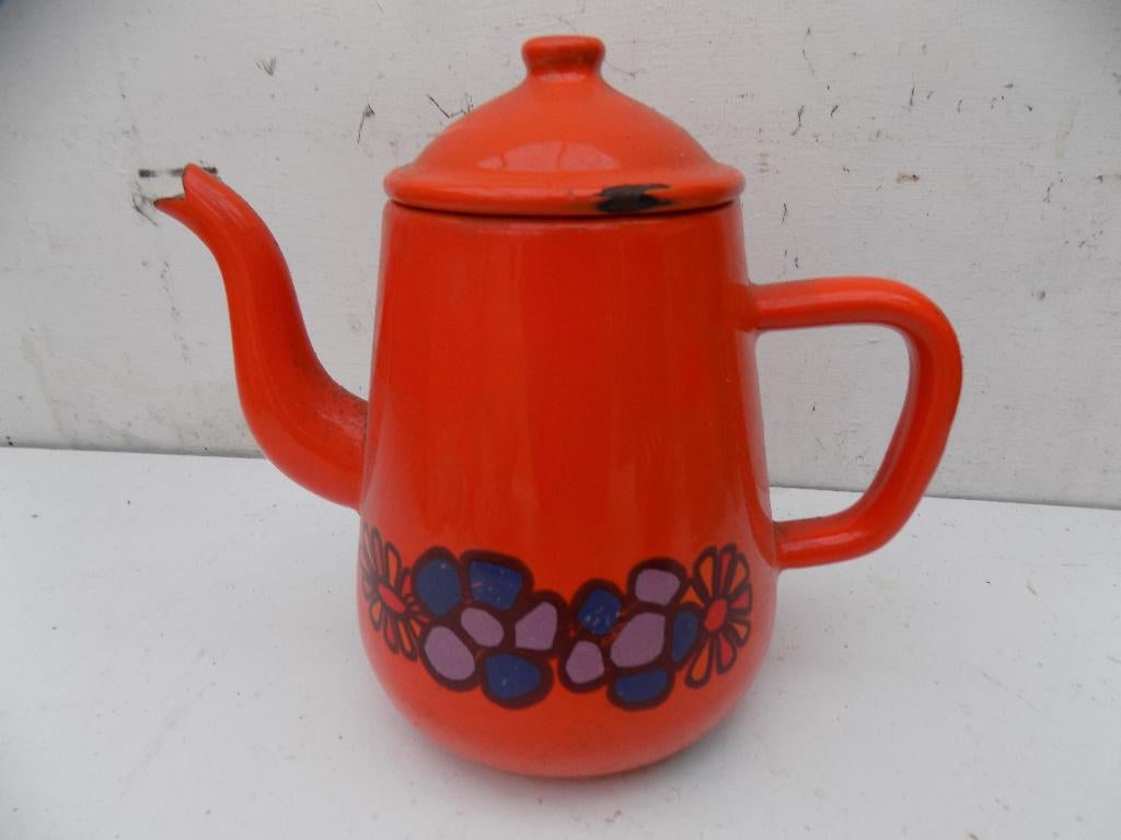 Brabantia Diane Jaren 70 emaille theepot, Ophalen of Verzenden, Gebruikt