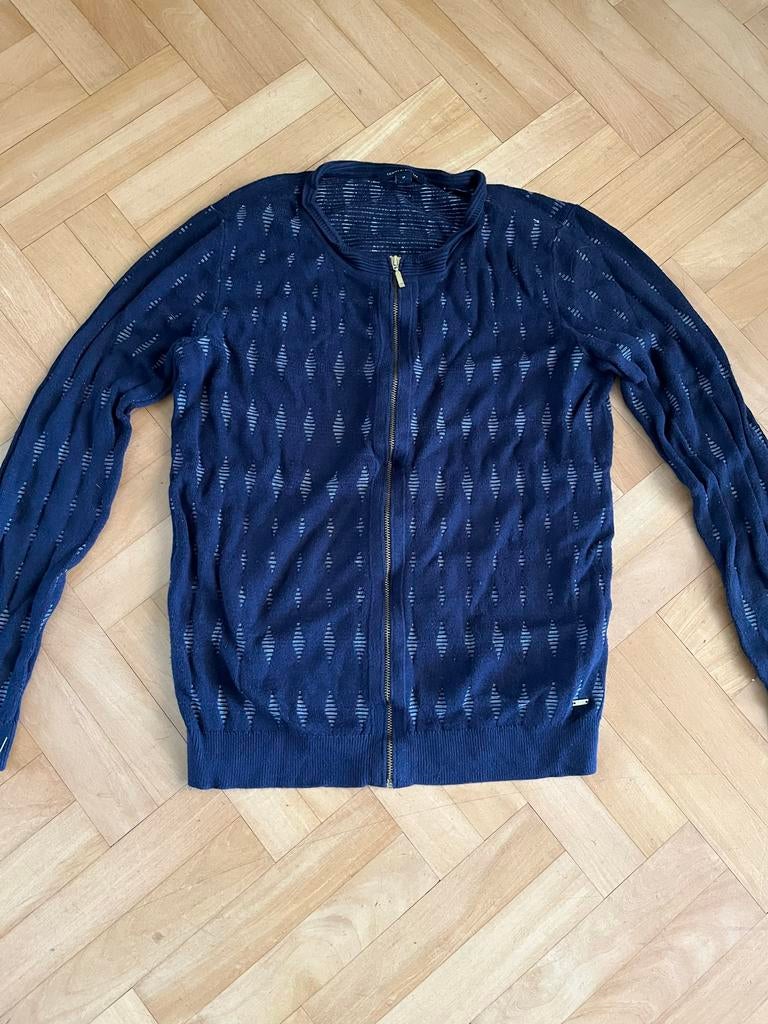 Tommy Hilfiger Vestje - Donkerblauw met patroon, Ophalen of Verzenden, Gedragen, Maat 38/40 (M), Blauw