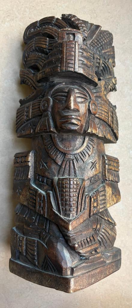 Azteeks beeld, hout, vintage, Antiek en Kunst, Ophalen of Verzenden