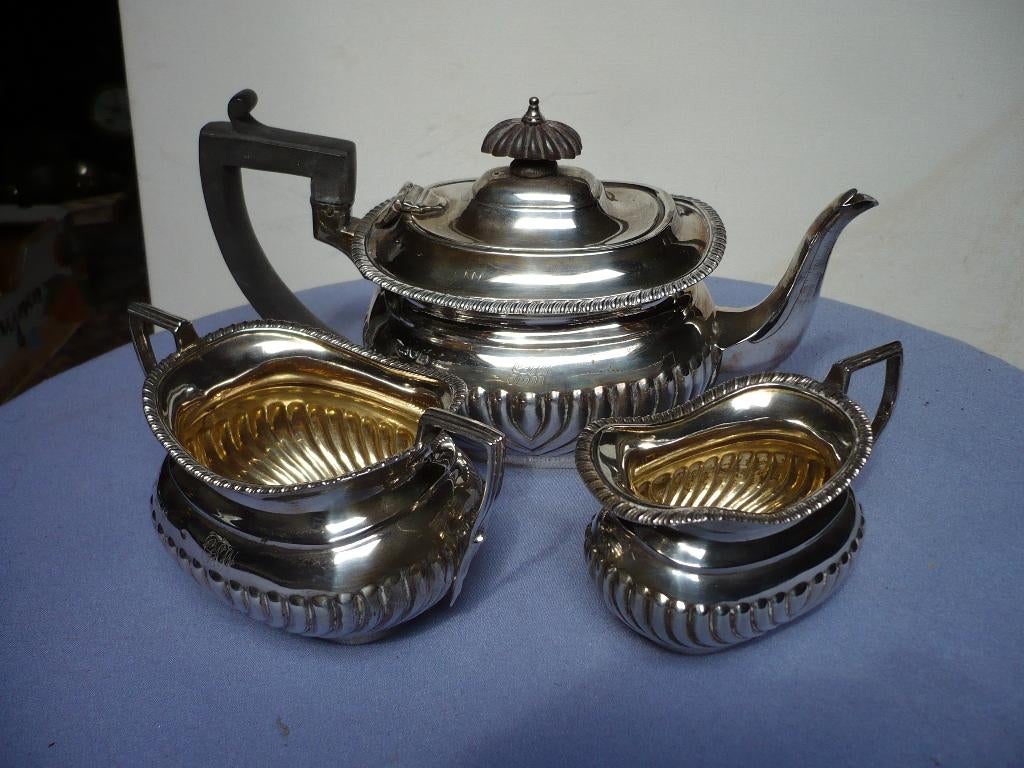 Schitterend puntgaaf antiek zilveren theeservies, Antiek en Kunst, Antiek | Goud en Zilver, Ophalen of Verzenden, Zilver