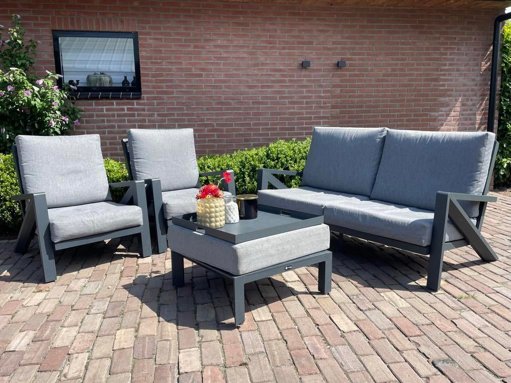 Loungeset Santika Cinta 4-delig, Ophalen, 4 zitplaatsen, Aluminium, Loungeset