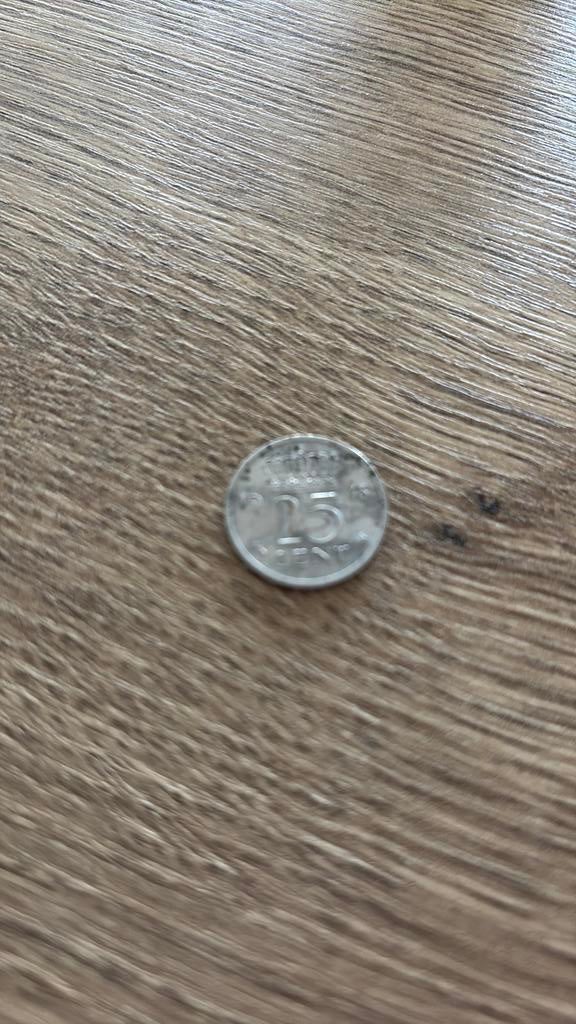 Zilveren 25 cent munt uit 1948, Postzegels en Munten, Munten | Nederland, Ophalen of Verzenden, Koningin Wilhelmina, 25 cent