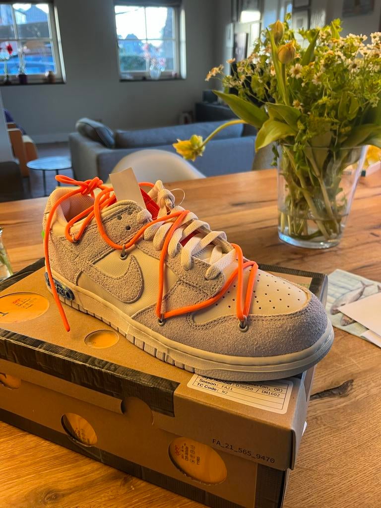 Nike Dunk Low Off-White Lot 31/50 - Maat 46 /US 12, Ophalen of Verzenden, Nieuw, Wit, Sneakers of Gympen