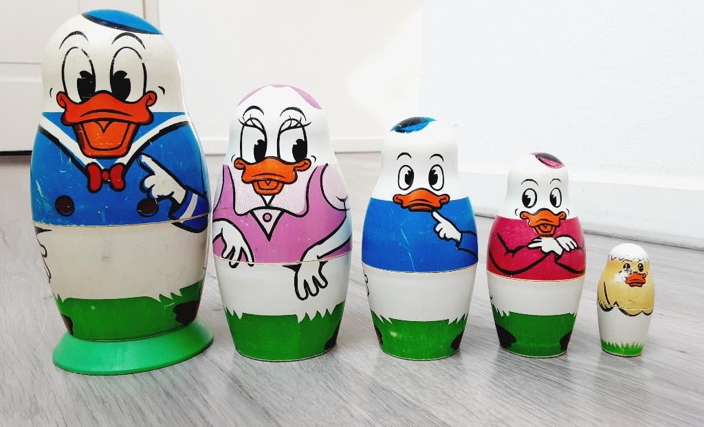 vintage donald duck matroesjka eichhorn- speelgoed disney, Ophalen of Verzenden, Donald Duck, Beeldje of Figuurtje