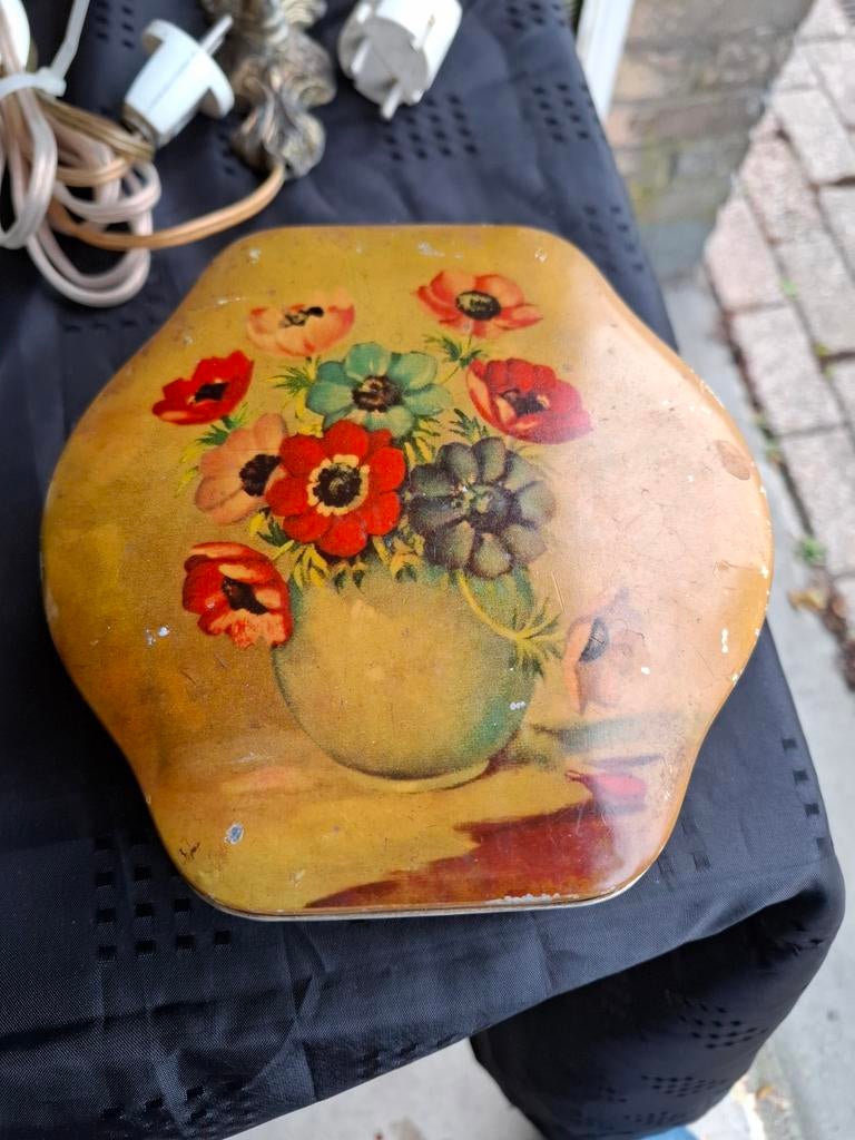 Vintage koekjestrommel ca 1950-1960 ï, Ophalen of Verzenden, Rechthoekig, Hout