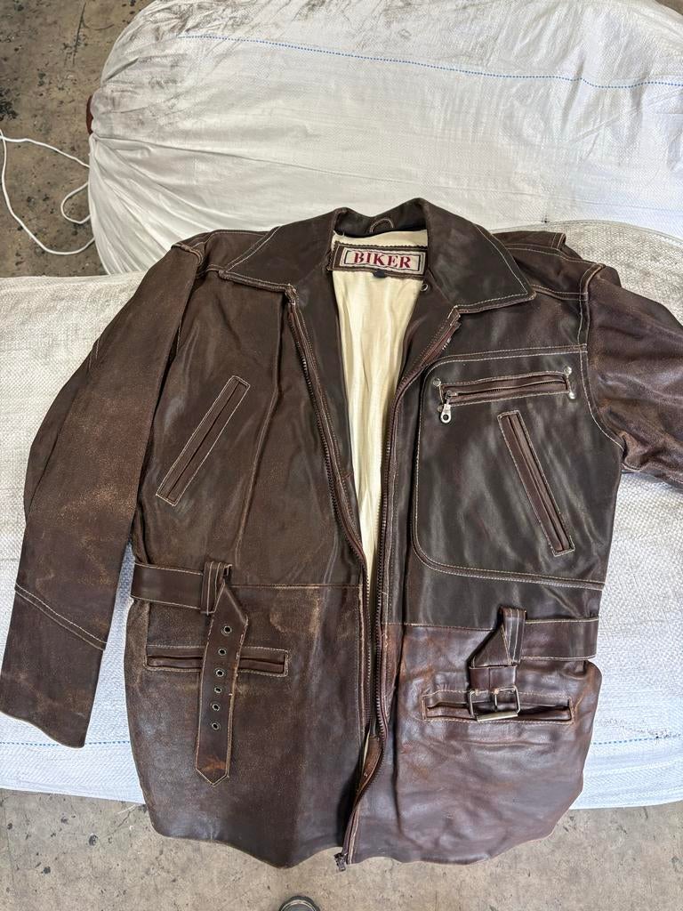 Biker leren jas bruin, Heren, Jas | leer, Vintexworld, Ophalen of Verzenden
