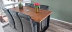 Mango houten eettafel + zes stoelen, Huis en Inrichting, Ophalen, 50 tot 100 cm, Zo goed als nieuw, Vijf personen of meer