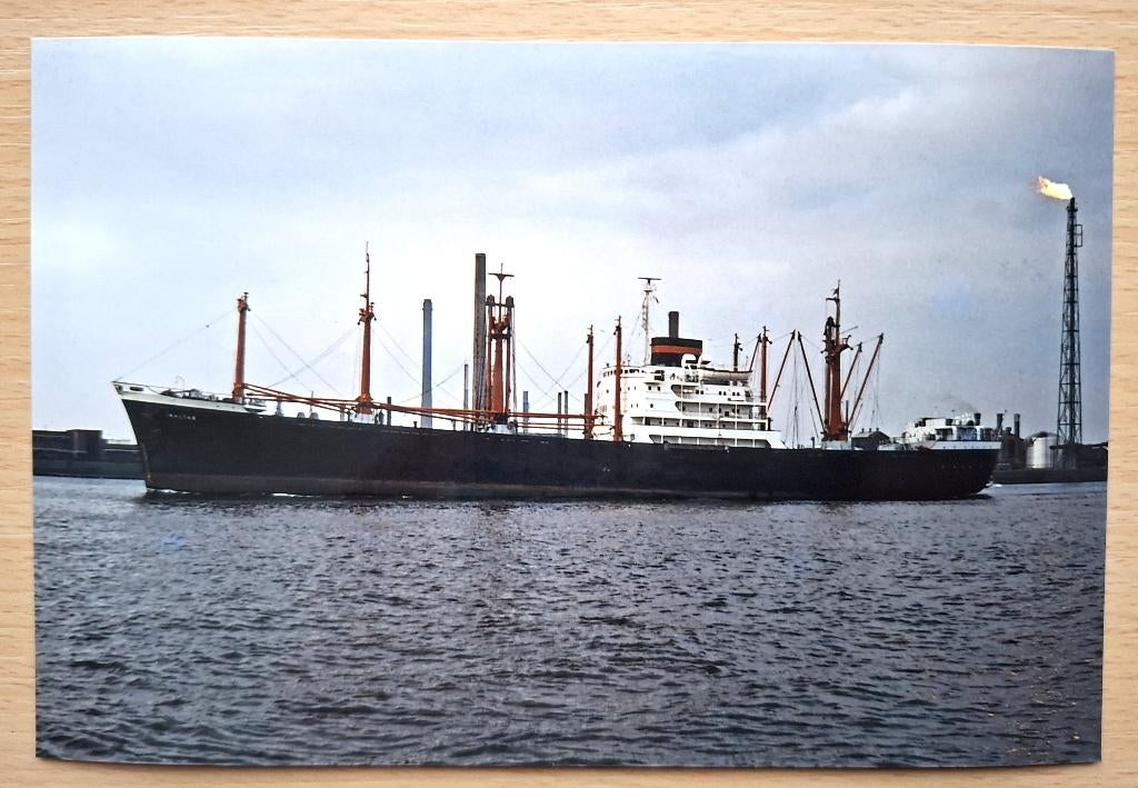Foto vrachtschip Nieuwe Waterweg bij Vlaardingen 1975, 1960 tot 1980, Verzenden, Foto, Nieuw