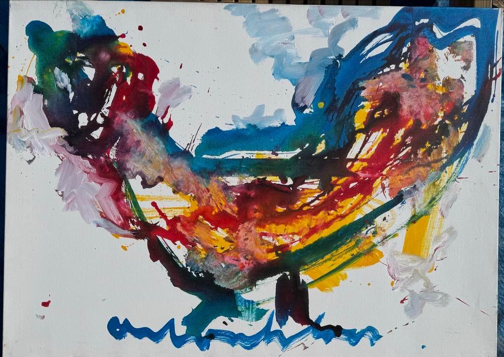 Origineel werk Anton Heyboer - Kip (2004), Ophalen of Verzenden