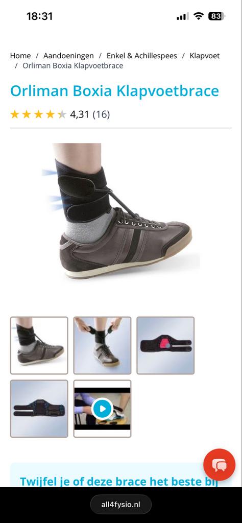 Orliman boxia klapvoet brace, Ophalen of Verzenden, Zo goed als nieuw