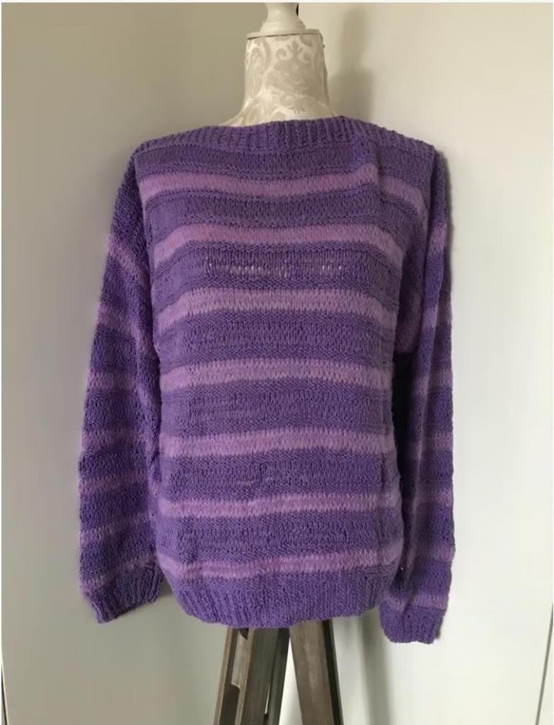 Handgebreide Trui, Kleding | Dames, Truien en Vesten, Ophalen of Verzenden, Zo goed als nieuw, Maat 42/44 (L), Paars