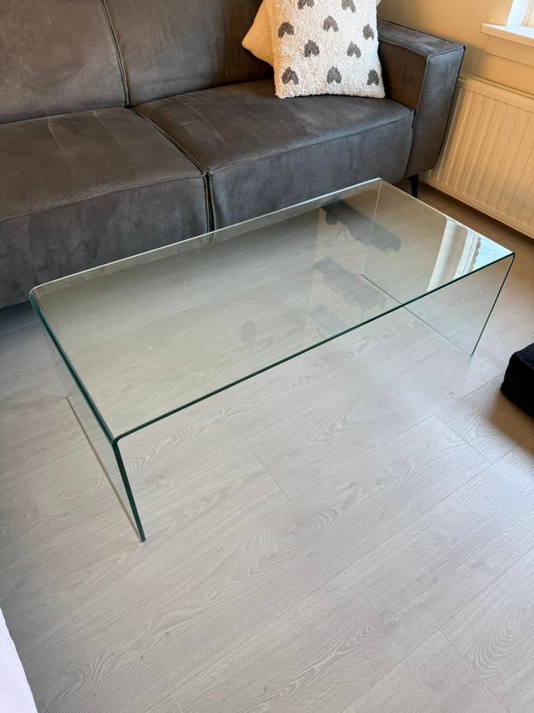 Glazen salontafel, Huis en Inrichting, Tafels | Salontafels, Ophalen, 100 tot 150 cm, 50 tot 100 cm, Zo goed als nieuw