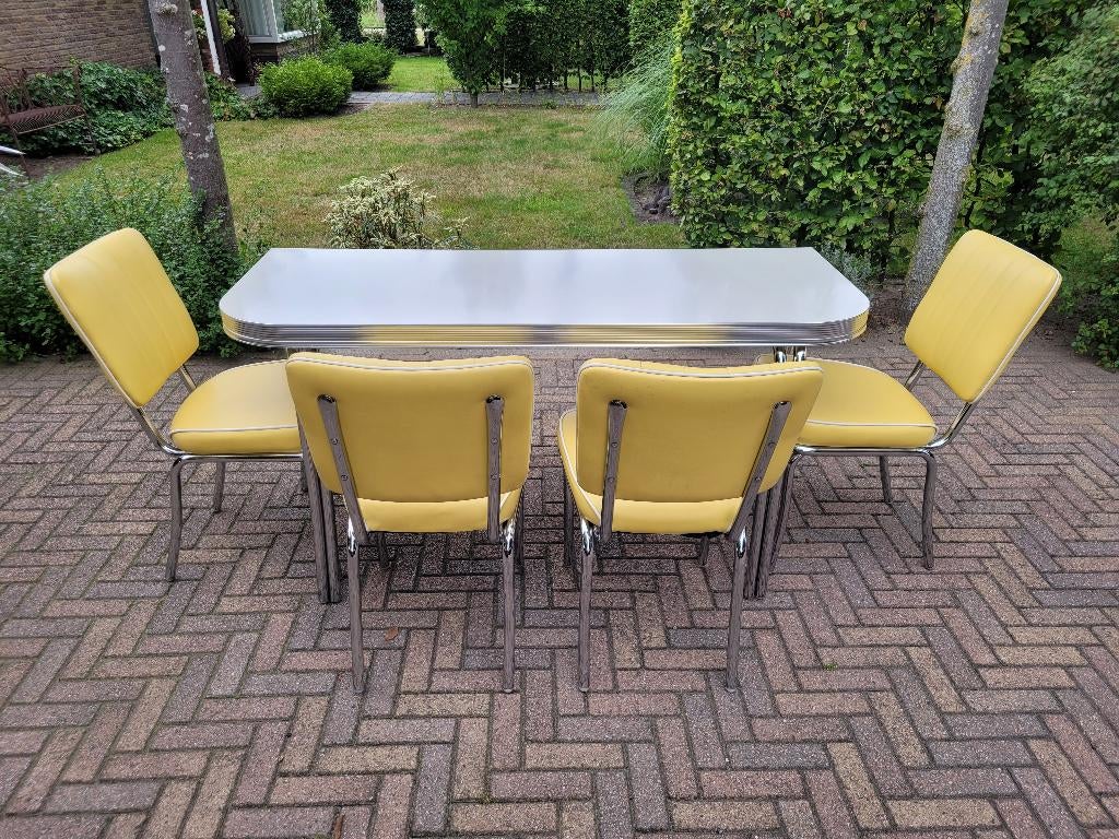 Bel Air 4 stoelen + muur diner tafel retro fifties sixties, Ophalen, Zo goed als nieuw, Amerikaanse fifties sixties retro, Vier