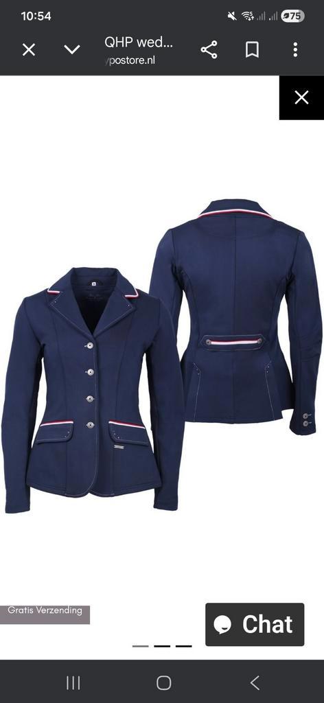 QHP wedstrijdjasje model Coco maat 38, Kleding | Dames, Jassen | Zomer, Zo goed als nieuw, Maat 38/40 (M), Blauw, Ophalen of Verzenden