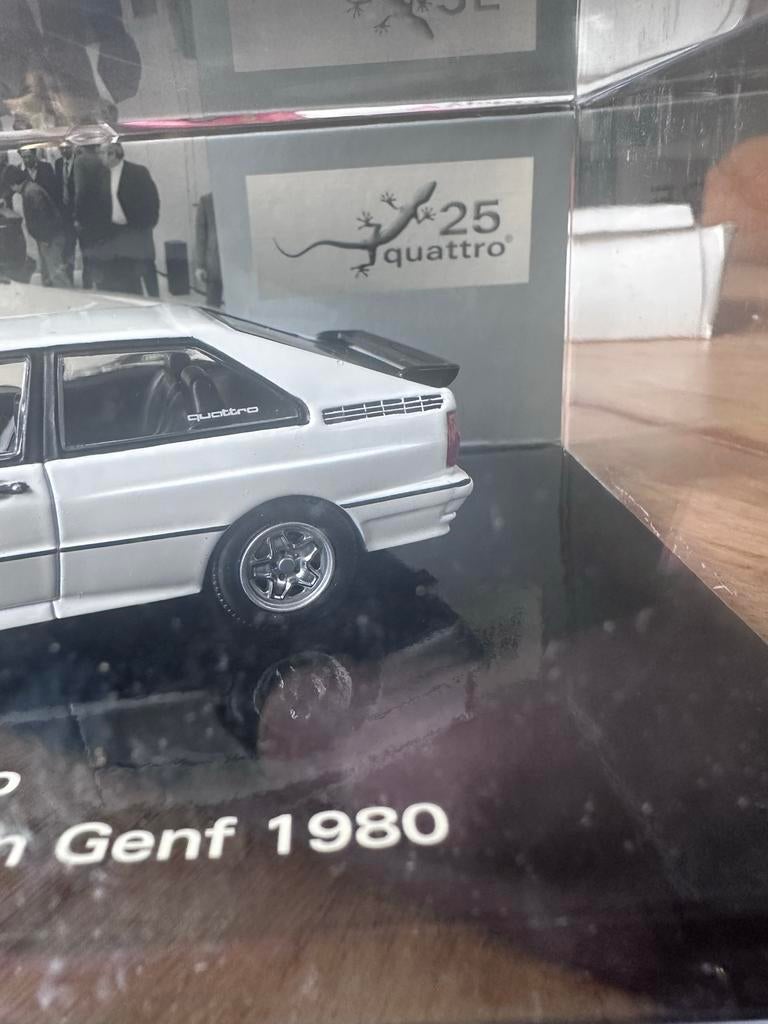 Minichamps 1:43 Audi Quattro Genève 1980 - Limited & Zeldzaa, Hobby en Vrije tijd, Modelauto's | 1:43, Ophalen of Verzenden, Zo goed als nieuw
