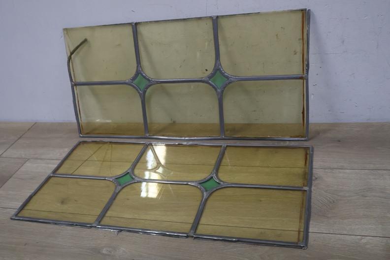 Glas in lood geel 2x, Ophalen, Minder dan 80 cm, Glas in lood, Minder dan 80 cm