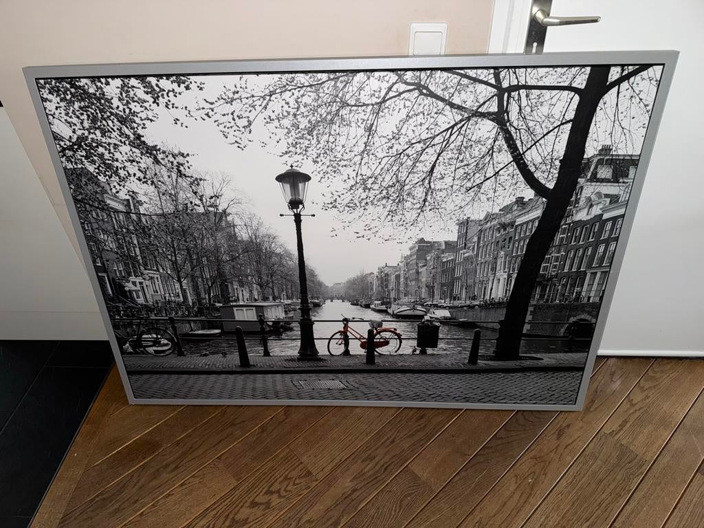 IKEA VILSHULT Schilderij Amsterdam Gracht Zwart-Wit, Ophalen, Gebruikt, 50 tot 75 cm, Schilderij
