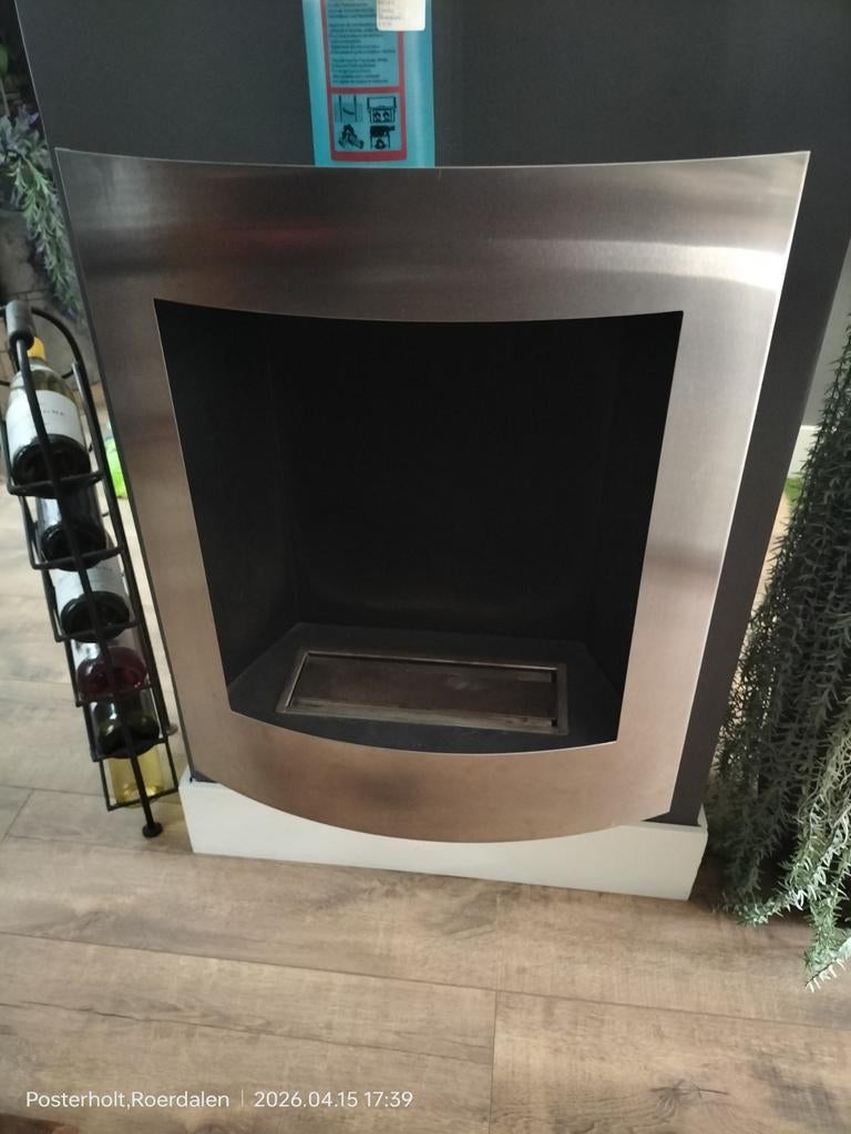 Moderne gelhaard - RVS design, Huis en Inrichting, Haarden, Ophalen, Zo goed als nieuw, Vrijstaande haard, Gelhaard