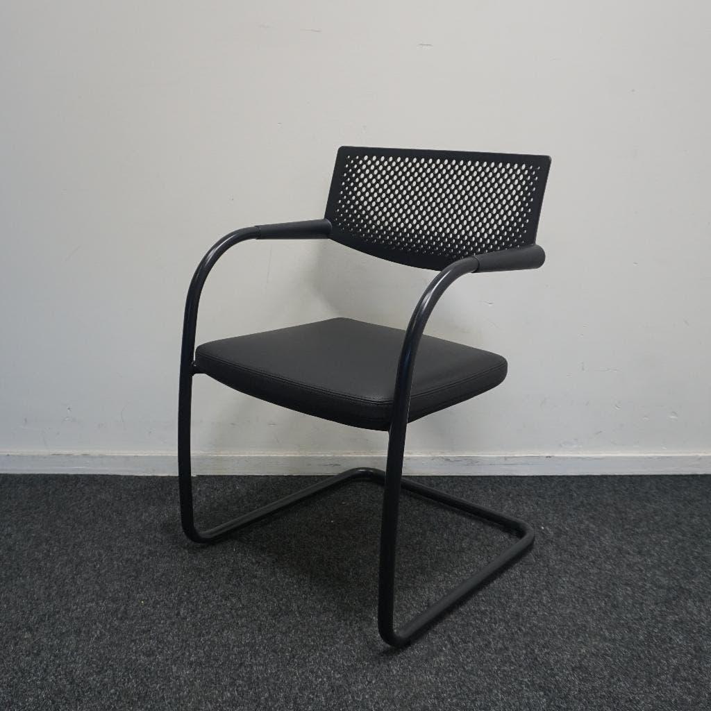 Vitra Visavis Vergaderstoel | Design Conferentiestoel | Leer, Huis en Inrichting, Stoelen, Gebruikt, -, Zwart, Ophalen of Verzenden