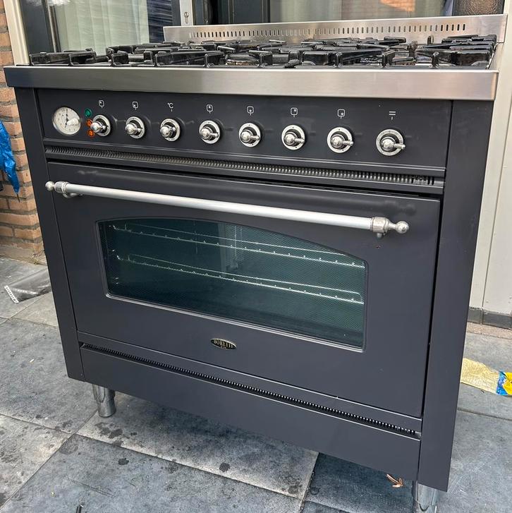 Boretti 90cm 6 pits, Witgoed en Apparatuur, Fornuizen, Zo goed als nieuw, Vrijstaand, Gas, 5 kookzones of meer, 90 tot 95 cm, 60 cm of meer