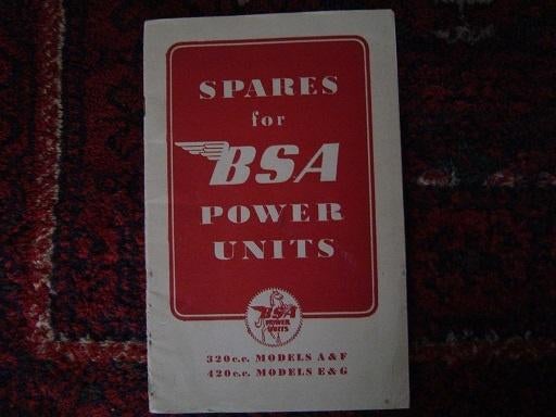 BSA Power units 320 420cc 1957 stationaire motor parts list, Motoren, Ophalen of Verzenden, Overige merken
