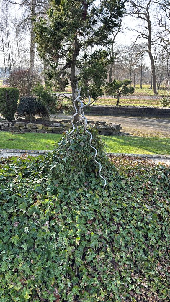 Modern RVS spiraal kunstwerk - 100 cm hoog, Tuin en Terras, Ophalen, Gebruikt, Metaal, Abstract beeld