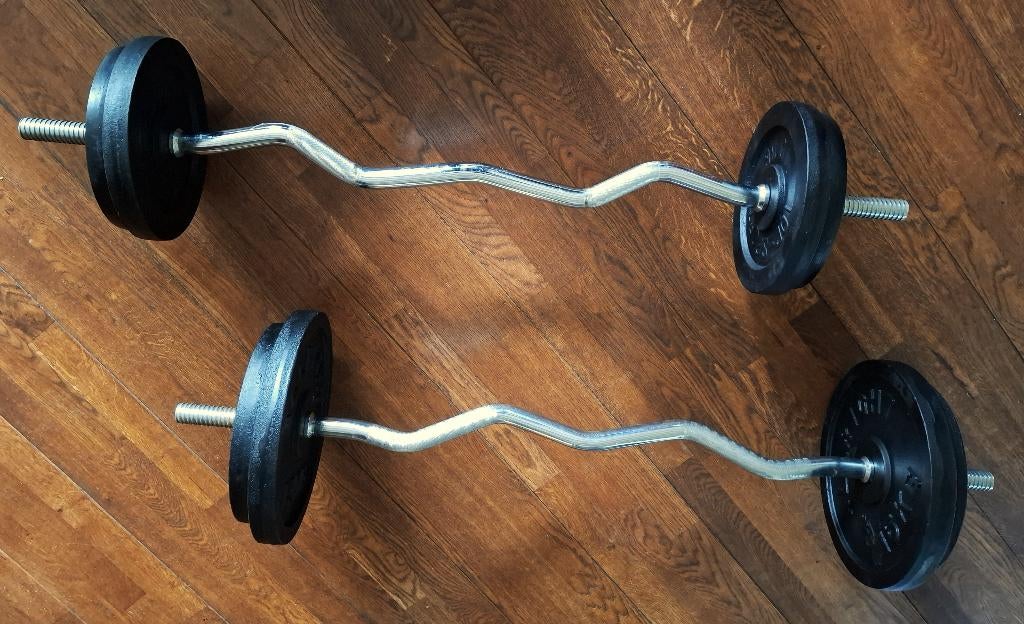 Fitness Verchroomde Curlstangen Verchroomde Dumbell stang, Ophalen of Verzenden, Zo goed als nieuw, Armen, Halterset