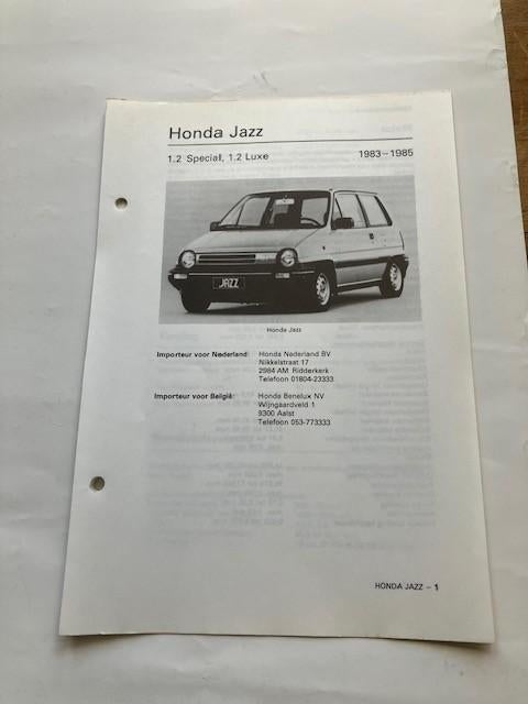 vraagbaak/werkplaats handleiding   Honda Jazz  1983 - 1985, Ophalen of Verzenden