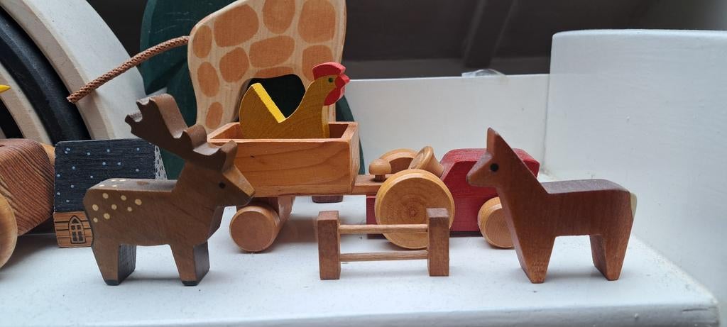 Retro houten dieren. Koe hert varken speelgoed letterbak, Tuin en Terras, Vuurtafels, Ophalen of Verzenden