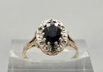 Gouden Vintage ring edelsteen saffier en diamant. 2026/161., Blauw, ., Ophalen of Verzenden, .