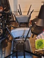 Zes gebruikte eetkamerstoelen, Ophalen, Gebruikt, Blauw, Metaal