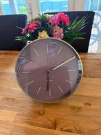 Karlsson klok donkerpaars met zilverkleurige rand, Ophalen of Verzenden, Gebruikt, Analoog, Wandklok