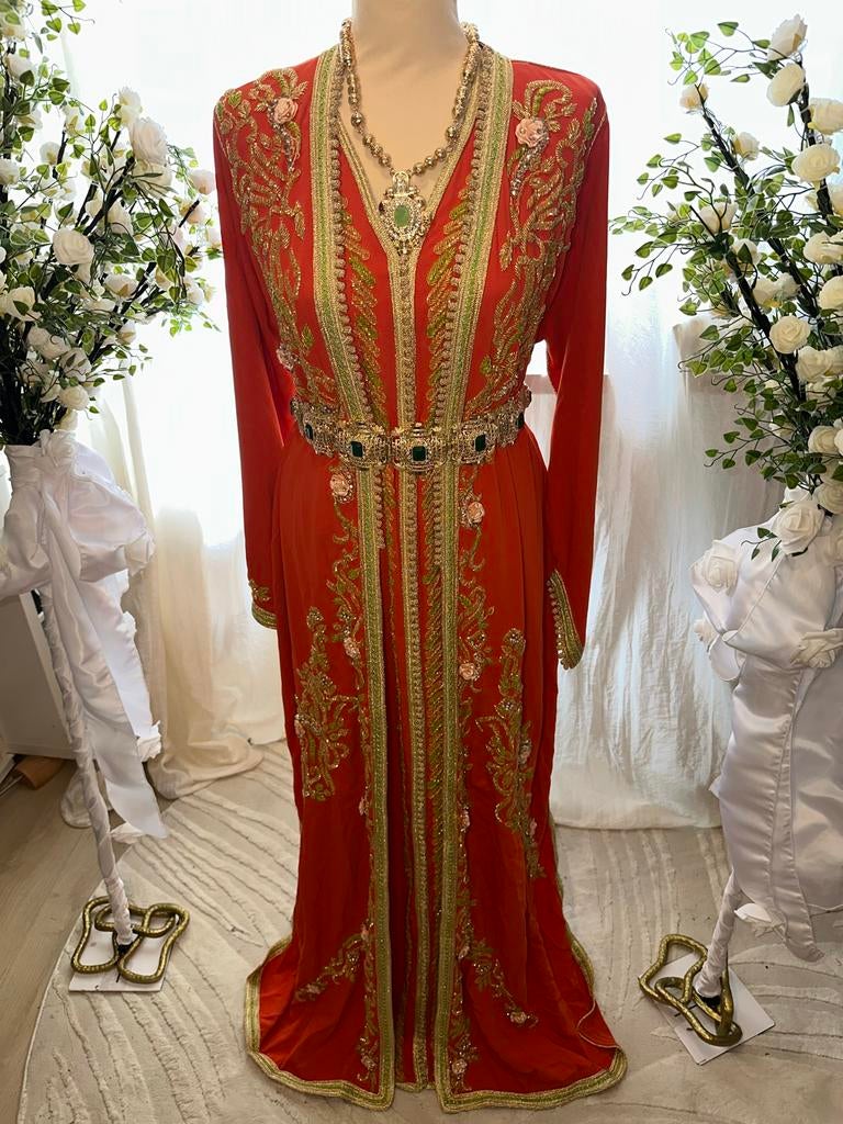 Prachtige Marokkaanse Caftans/ Takchita’s - Diverse Kleuren, Galajurk, Oranje, Zo goed als nieuw, Ophalen