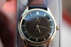 Omega 18K automaat uit ca. 1946, prachtige staat zwarte dial, Met bandje, Polshorloge, 1930 tot 1960, Ophalen of Verzenden