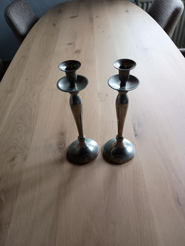 2 Zware Kandelaars - Alleen Ophalen, Antiek en Kunst, Ophalen