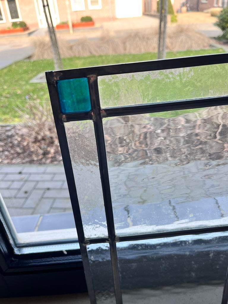 Glas in lood voorzetraam 35x38 cm, Doe-het-zelf en Verbouw, Glas en Ramen, Gevelraam of Ruit, Gebruikt, Ophalen of Verzenden, Minder dan 80 cm