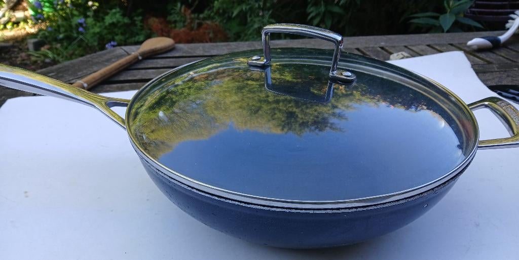 Grote wokpan LE CREUSET (SC-116), Ophalen, Gietijzer, Wok
