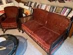 Queen Ann style Vintage rotan lounge set (bank + 1fauteuil), Ophalen