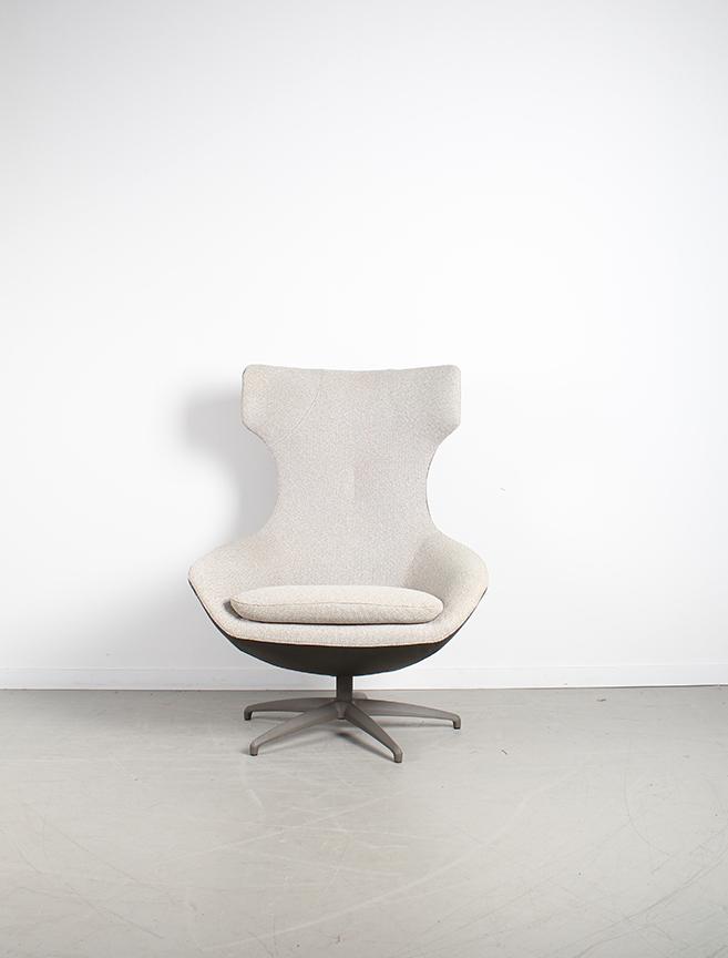 1x Leolux Caruzzo Fauteuil +Voetenbank Beige/Antraciet Stof, Huis en Inrichting, Niet ingevuld, Niet ingevuld, 75 tot 100 cm, Ophalen of Verzenden