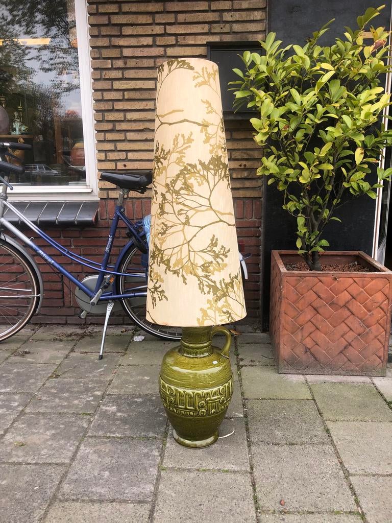 Vintage West Germany vloerlamp - Groen 130 cm, Antiek en Kunst, Ophalen of Verzenden