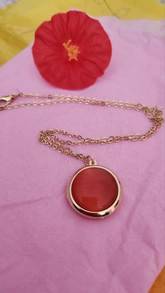 Medaillon met rode steen, Ophalen of Verzenden, Nieuw, Rood, Overige materialen