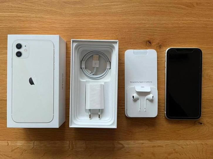 Witte iPhone 11 - 64GB, Telecommunicatie, Mobiele telefoons | Apple iPhone, Zo goed als nieuw, 64 GB, Zonder abonnement, Zonder simlock