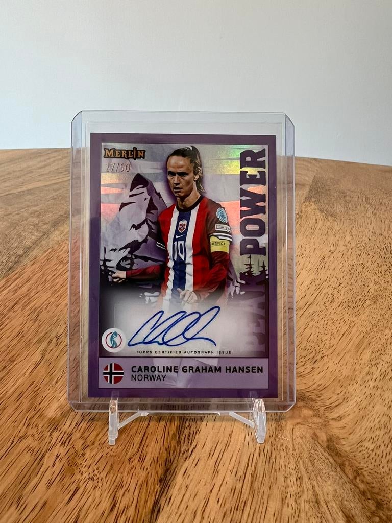 Topps Merlin Peak Power Caroline Graham Hansen handtekening, Ophalen of Verzenden, Zo goed als nieuw, Losse kaart