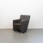 2x Leolux Dolcinea Fauteuil Donkergrijs Leer - Aluminium, Niet ingevuld, Gebruikt, Minder dan 75 cm, Niet ingevuld