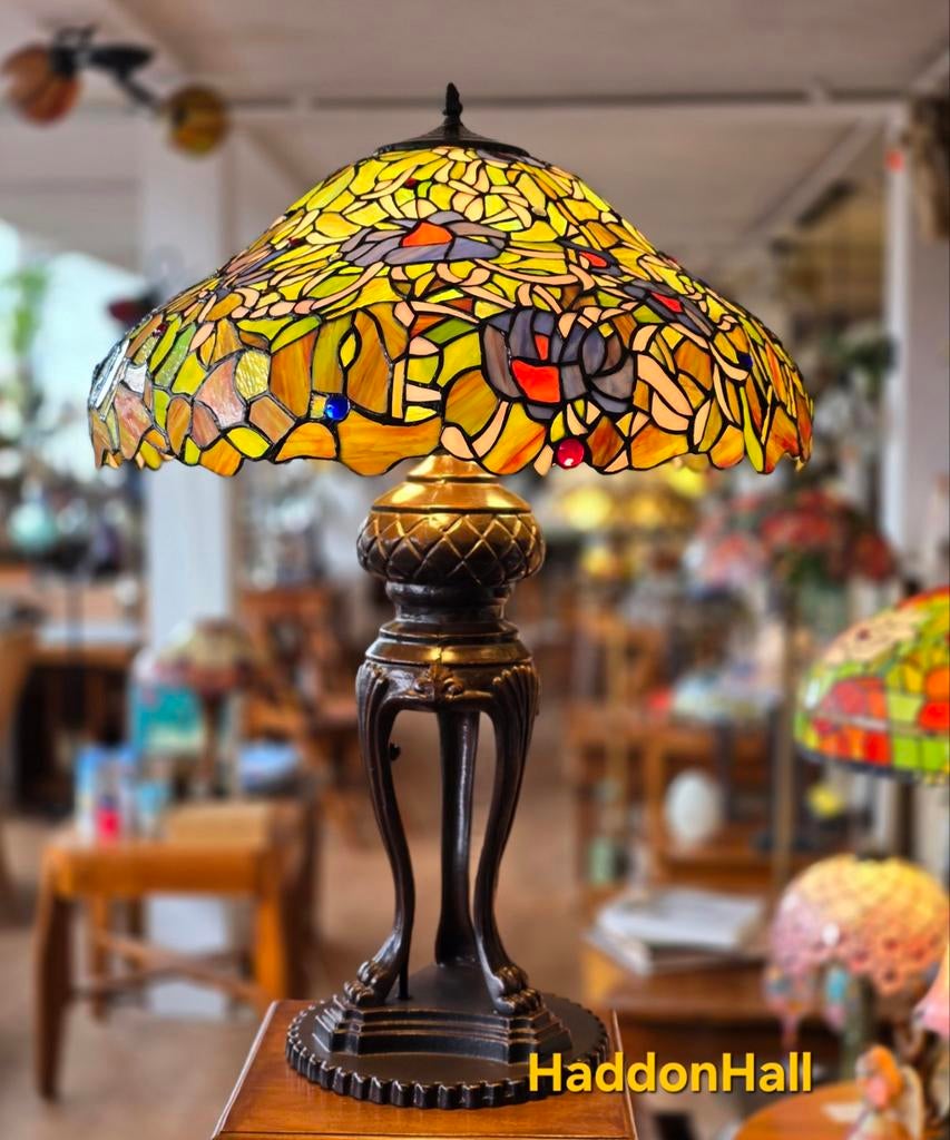 Tafellamp Tiffany H83cm  53cm doorsnede, 50 tot 75 cm, Jugenstil, Glas, Nieuw